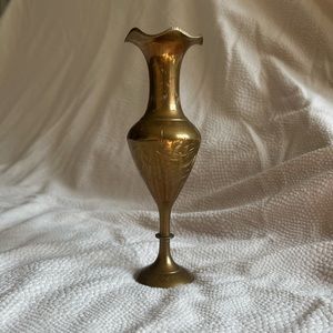 Vintage Etched Brass Indian Vase